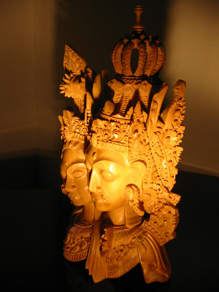 Rama Sita Hand Carved Walnut Statue Romeo Juliette of Bali - Designer Unique Finds 
 - 3