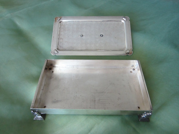 Fashioned By Ronson Silver Plated Rectangular Footed Box With Hallmarks - Designer Unique Finds 
 - 4