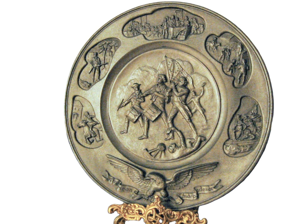 Vintage Hudson Pewter Plate American Independence Day With Eagle