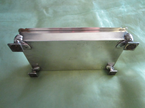 Fashioned By Ronson Silver Plated Rectangular Footed Box With Hallmarks - Designer Unique Finds 
 - 6