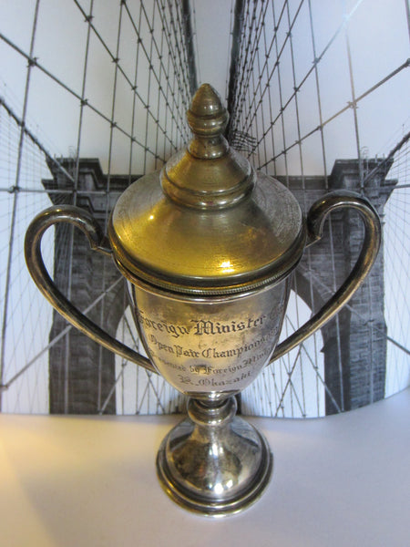 Silver Plated Apothecaries Pedestal Trophies Foreign Minister Cup Open Championship