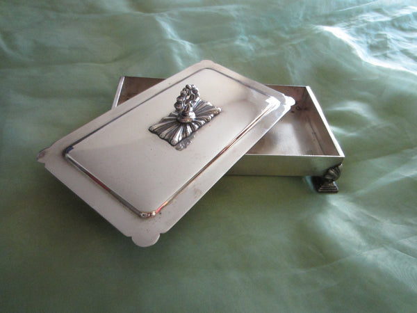 Fashioned By Ronson Silver Plated Rectangular Footed Box With Hallmarks - Designer Unique Finds 
 - 1