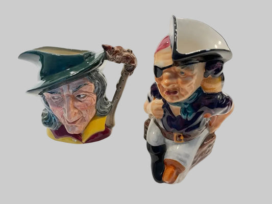 Long John Silver Toby Steins Pied Piper Doulton English Porcelain Mugs