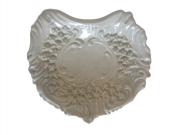 White Ceramic Majolica Floral Bowl Made In Italy - Designer Unique Finds 