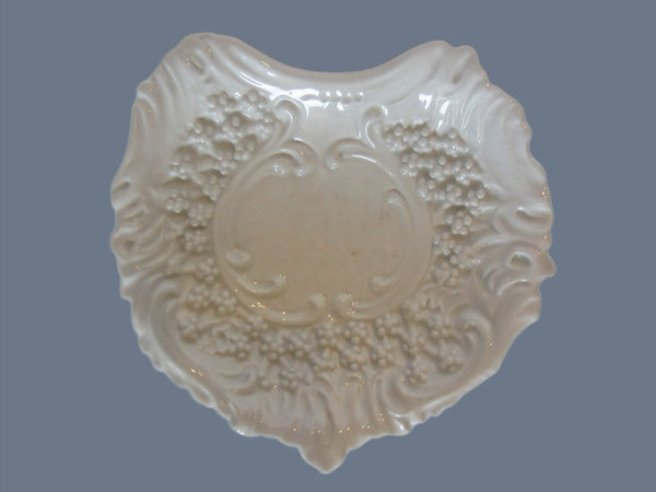 White Ceramic Vanity Tray Made In Italy Decorated Majolica Flowers - Designer Unique Finds 