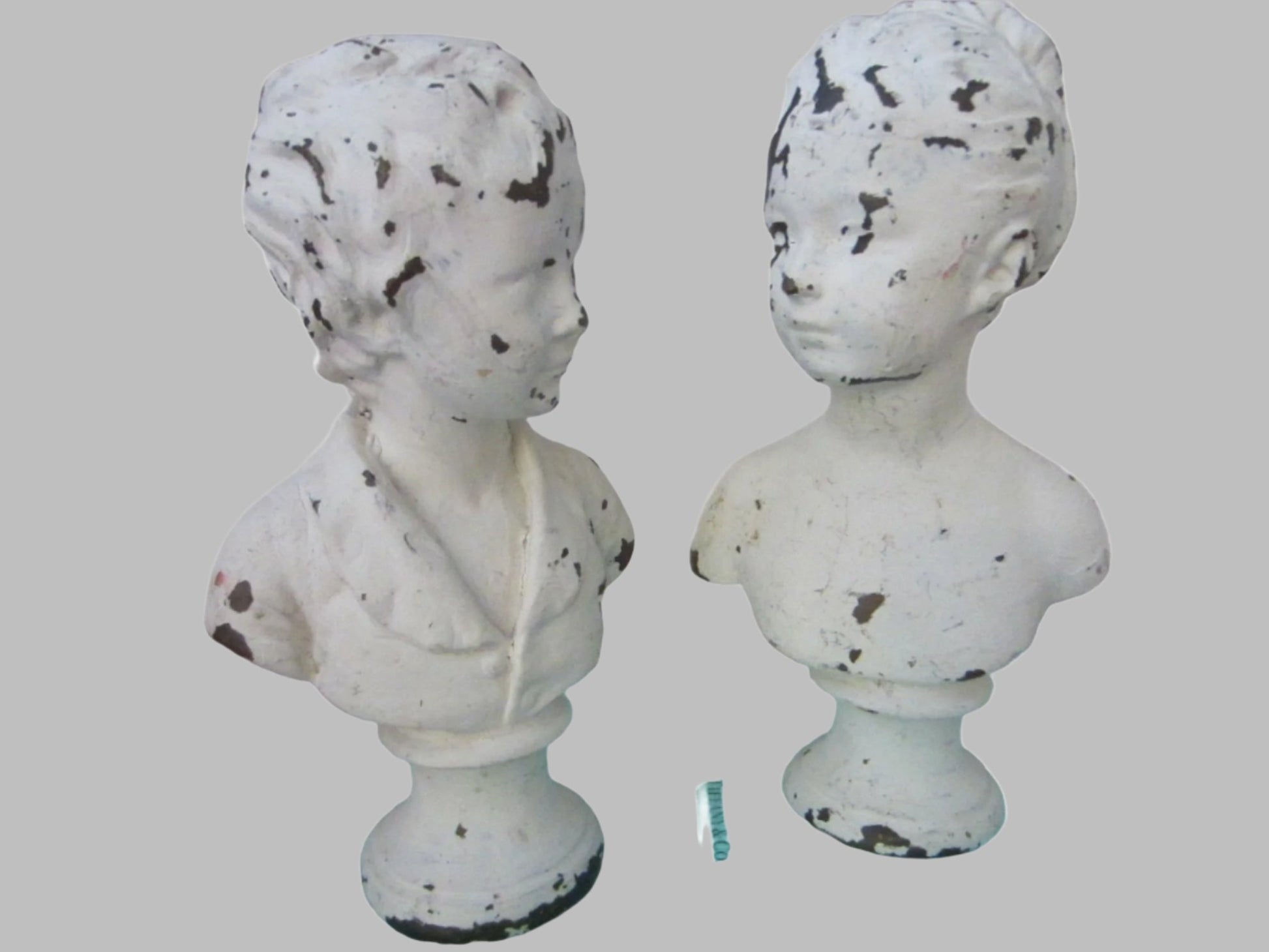 Portrait Busts Male Female Classic Metal Bookends Torsos Sculptures - Designer Unique Finds 