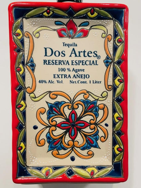 Dos Artes Ceramic Tequila Decanter Hand Colored Talavera Floral Enameling
