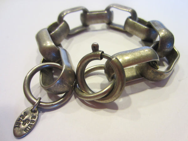 Erwin Pearl Mid Century Metal Signature Link Bracelet