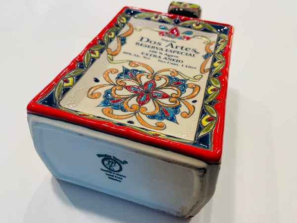 Dos Artes Ceramic Tequila Decanter Hand Colored Talavera Floral Enameling