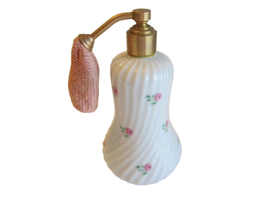 Limoges France Porcelain Roses Atomizer Perfume Bottle - Designer Unique Finds 