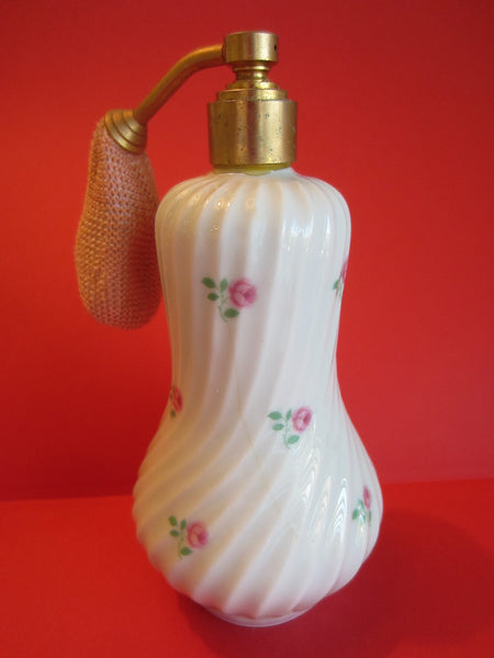 Limoges France Porcelain Roses Atomizer Perfume Bottle - Designer Unique Finds 