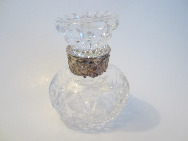 Atlantis Crystal Silver Plate Perfume Bottle Signed in Etch