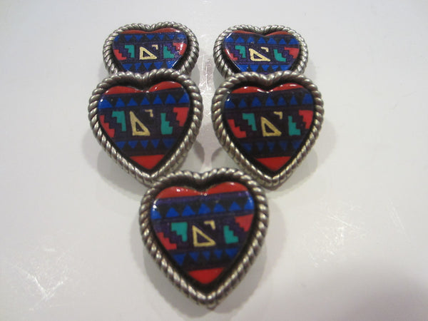 South Western Enameling Vintage Hand Crafted Tiles Covers Of Buttons Set