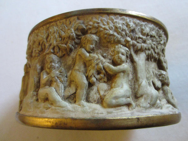Italy Dini E Cellai Signa Ceramic Bronze Signed Figurative Putti Bowl - Designer Unique Finds 