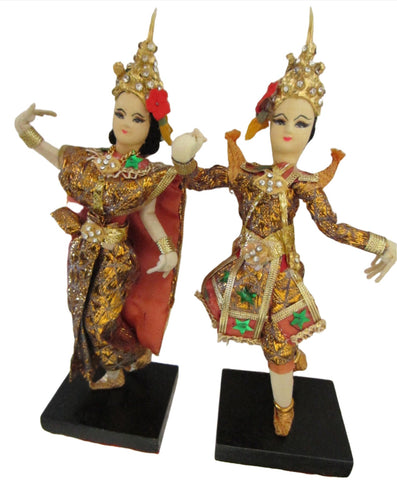 Siamese Twin Dancers Tribal Figurines Colorful Gilt Rhinestones - Designer Unique Finds 
 - 3