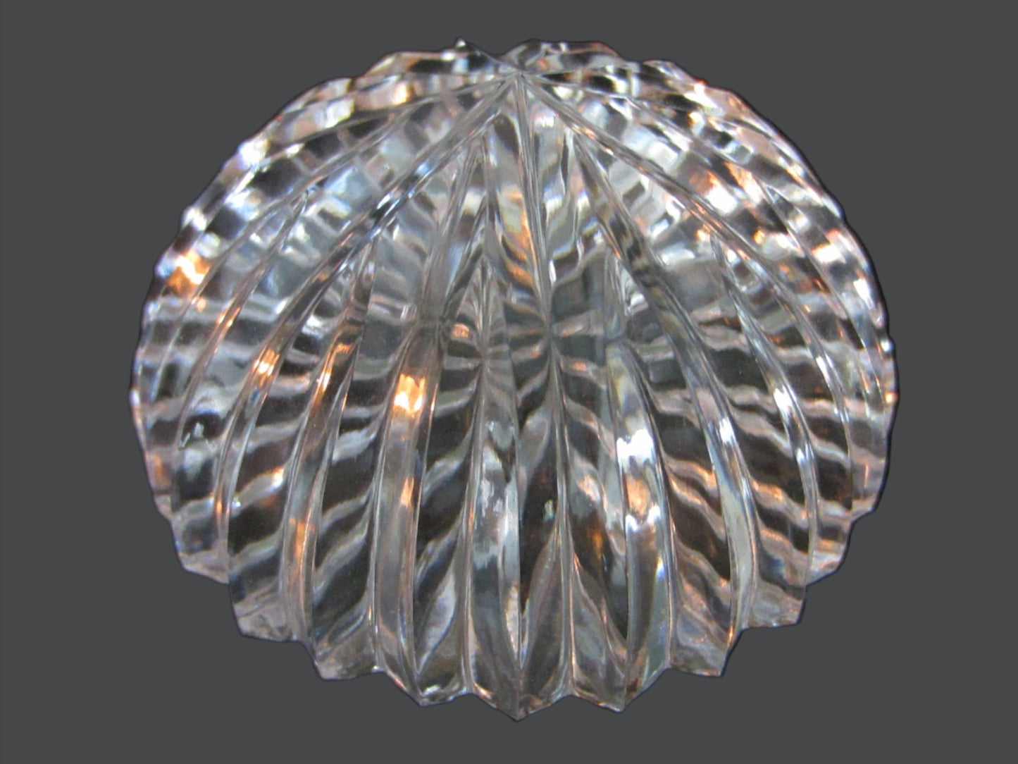 Hand Cut Star Design Folk Art Crystal Dome Convex Paperweight