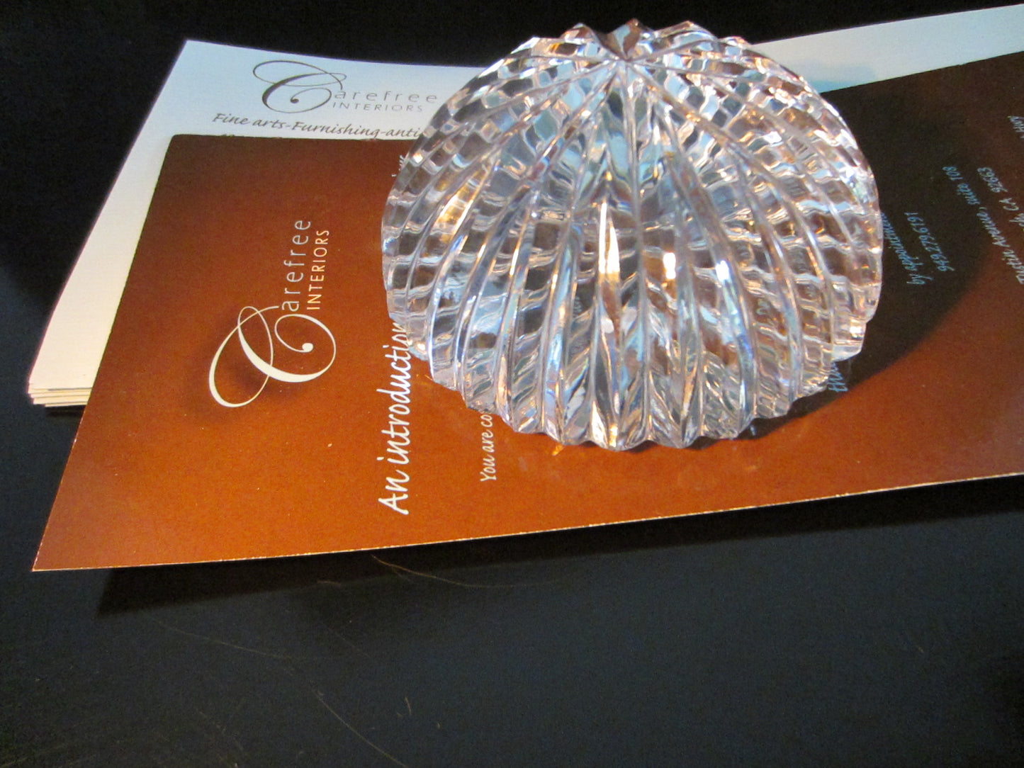 Hand Cut Star Design Folk Art Crystal Dome Convex Paperweight