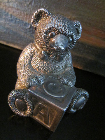 Reed And Barton Pewter Teddy Bear Music Box ABC Hand Winding Nursery Rhymes - Designer Unique Finds 
 - 2