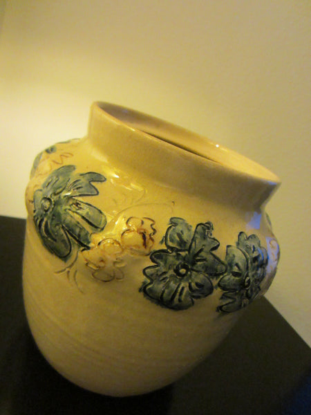 Ceramic Signature Vase Decorated Blue Flowers