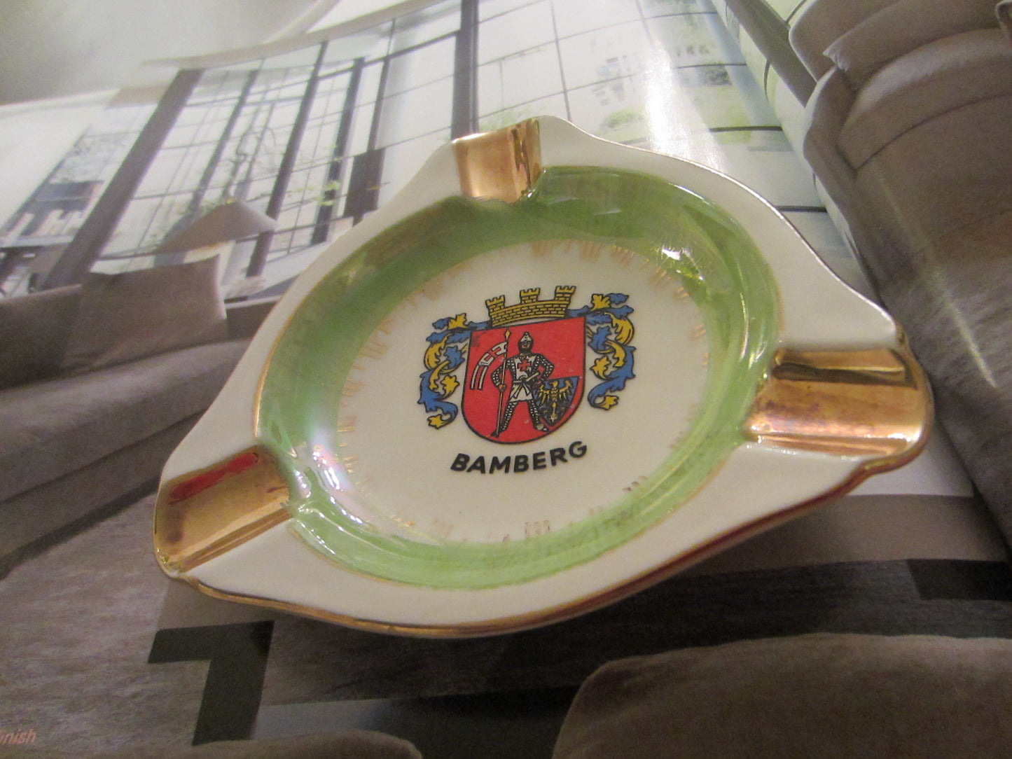 Bamberg Pictorial Coat of Arm Vintage Porcelain Ashtray