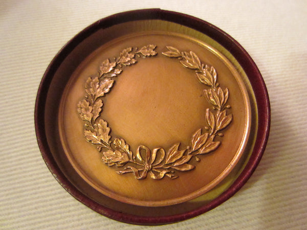 C Loudray Bronze Medal Circa 1900 Portrait Relief Olive Wreath - Designer Unique Finds 
 - 2
