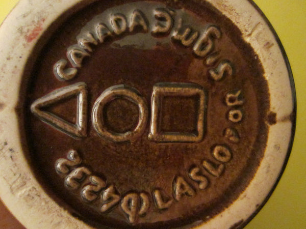 Laslo Sigma Canada Mid Century Ceramic Vase Artist Marks - Designer Unique Finds 