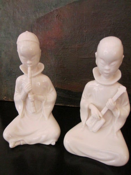 Lenwile China Ardalt Japan Verithin White Musician Figures - Designer Unique Finds 