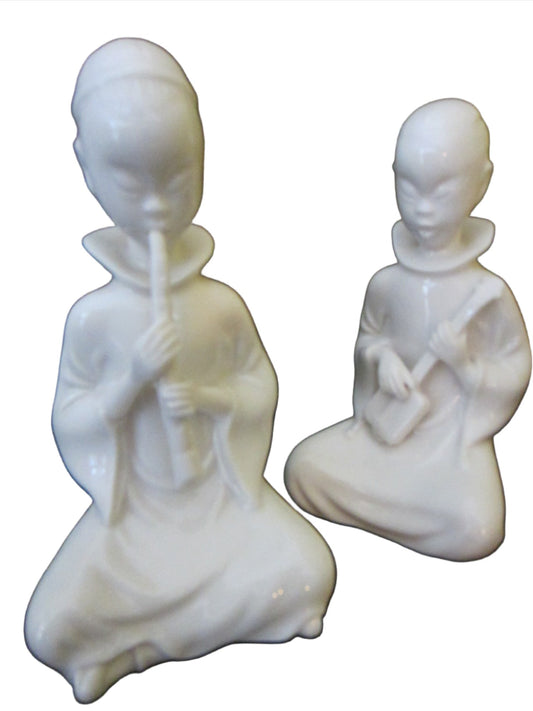 Lenwile China Ardalt Japan Verithin White Musician Figures - Designer Unique Finds 