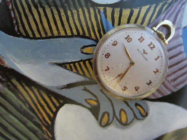 Wittnauer Swiss Pocket Watch Open Face Gold Plated - Designer Unique Finds 