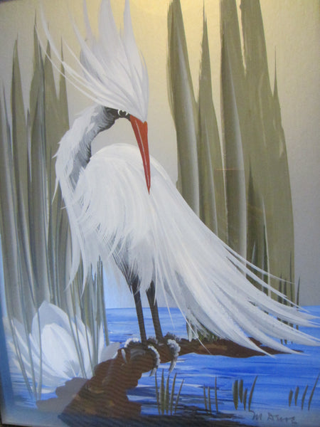M Devoe Watercolor Snowy Egret Flamingo Exotic Art - Designer Unique Finds 