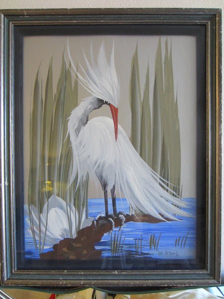M Devoe Watercolor Snowy Egret Flamingo Exotic Art - Designer Unique Finds 
