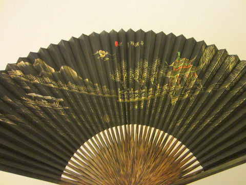 Wangxingji Chinese Fan Hand Painted Signed By Designer - Designer Unique Finds 