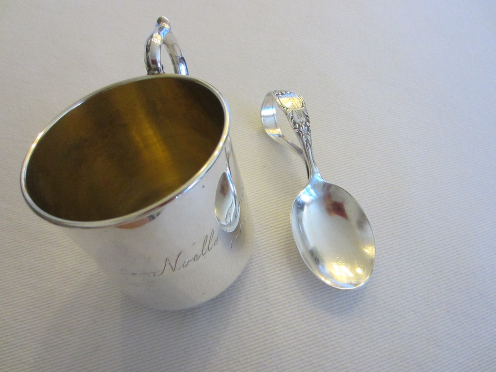 Gorham Sterling 1626 Baby Cup & Monogram Spoon - Designer Unique Finds 