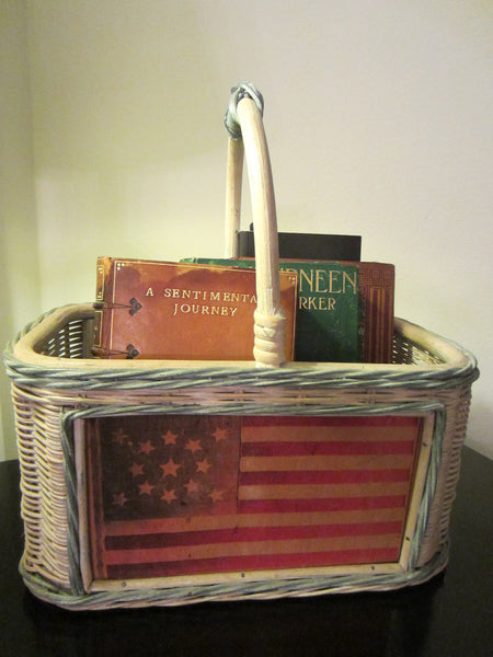 Mid Century Folk Art American Flag Basket Hand Painted - Designer Unique Finds 
 - 7