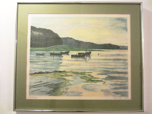 Lars Swane Danish Mid Century Seascape Signed Dated Numbered Stamp Proof - Designer Unique Finds 