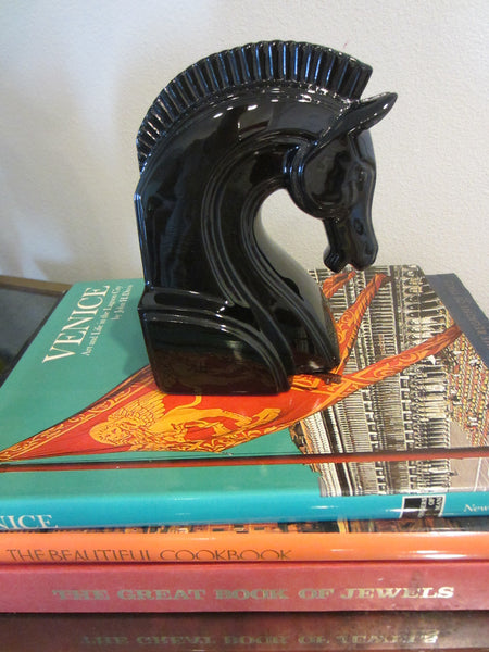 Black Ceramic Horse Head Bookend FF Japan - Designer Unique Finds 
 - 1