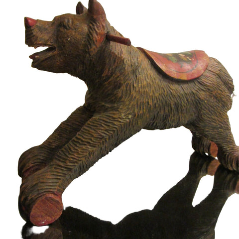 Black Forest Wood Carving Boar Toy Sculpture Hand Painted Floral Decoration - Designer Unique Finds 
 - 4