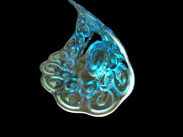 Le Smith Blue Glass Pedestal Boat Bowl Stars And Moon - Designer Unique Finds 