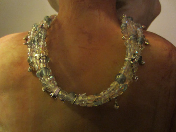 Modern Crystal Designer Choker Rhinestone Bejewled Necklace - Designer Unique Finds 