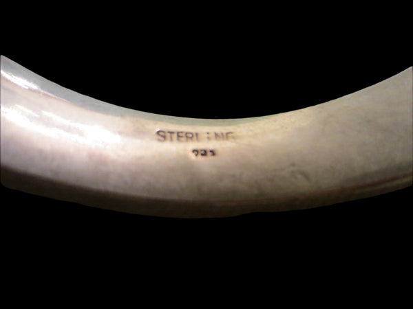 Sterling Bangle Bracelet Floral Etching Signed - Designer Unique Finds 
 - 4