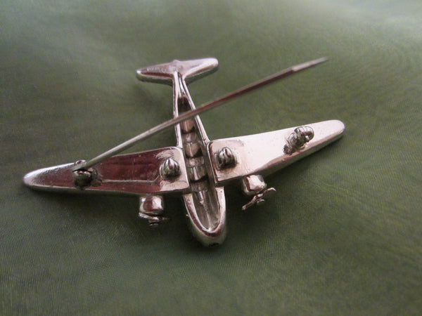 Trifari Airplane Brooch Swarovski Pave Rhinestones Silver Propeller - Designer Unique Finds 
 - 4