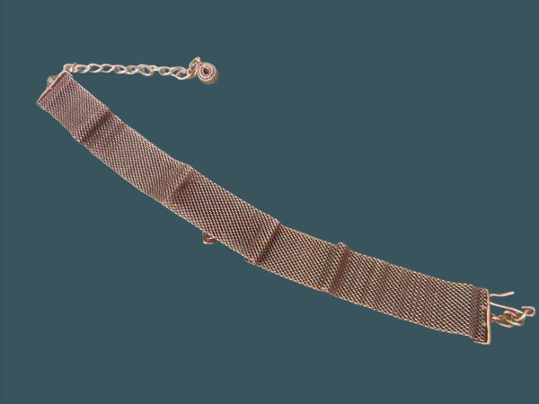 Brass Mesh Choker Necklace Decorated Turquoise Amethyst Coral Charms - Designer Unique Finds 
 - 2