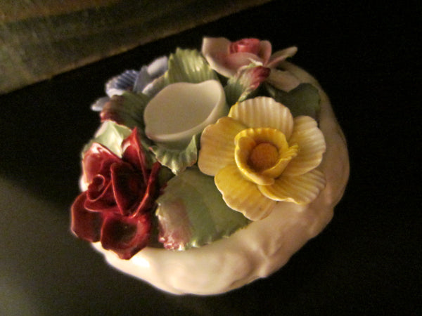 Aynsley England Fine Bone China Hand Painted Floral Candle Holder