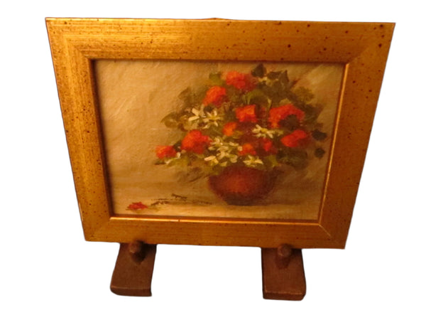 Still Life Flowers Oil On Board Gilt Frame - Designer Unique Finds 