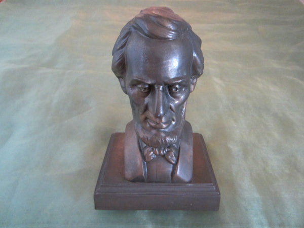President Abraham Lincoln Bronze Bust Portrait Mahogany Stand - Designer Unique Finds 
 - 1