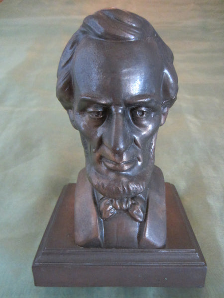 President Abraham Lincoln Bronze Bust Portrait Mahogany Stand - Designer Unique Finds 
 - 3