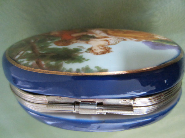 F Boucher Rococo Romantic Signed Ceramic Box Silver Hardware - Designer Unique Finds 
 - 5