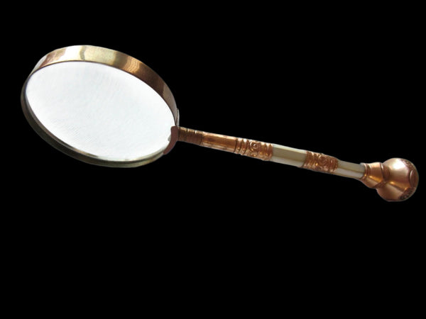 Victorian Rolled Gold Parasol Handle Magnifier Decorated Mother Of Pearl - Designer Unique Finds 