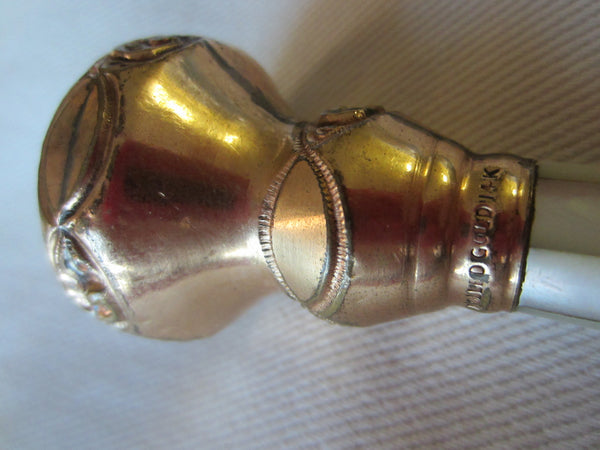 Victorian Rolled Gold Parasol Handle Magnifier Decorated Mother Of Pearl - Designer Unique Finds 