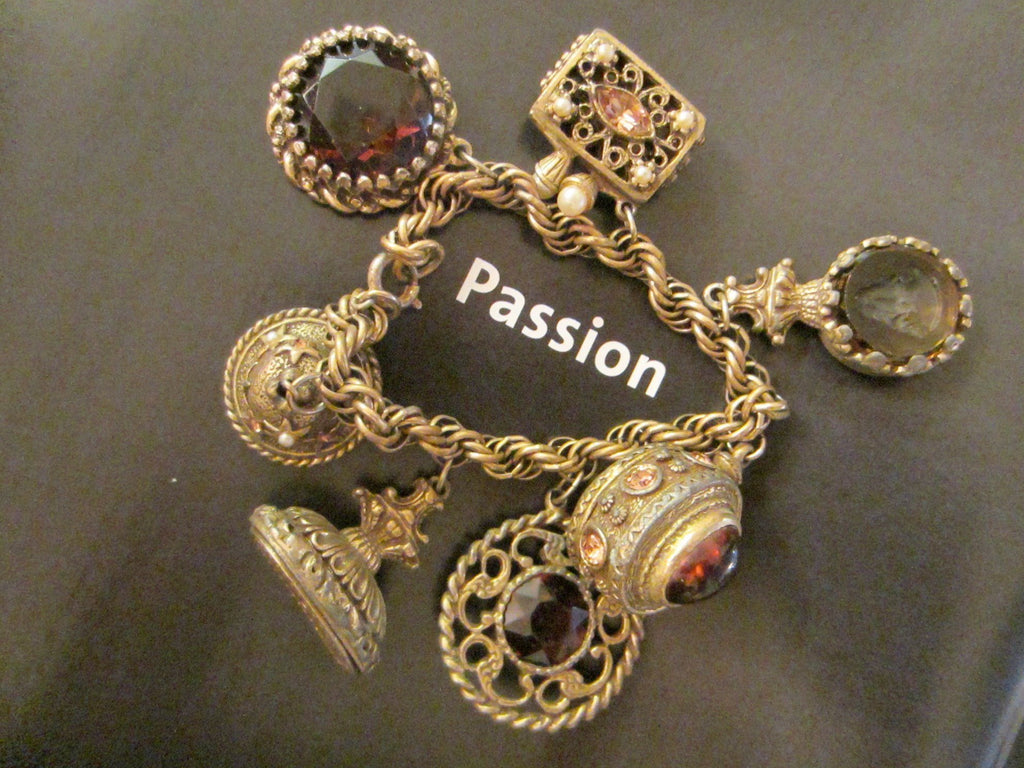 Etruscan Bracelet Link Chain Cabochon Various Charms - Designer Unique Finds 
 - 1